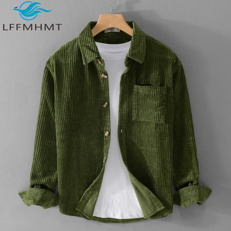 Corduroy Button Up Shirt Men - Camisa de pana para hombre 2026,