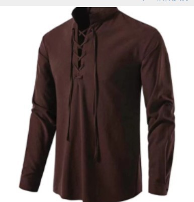 Medieval Gothic Lace Up Pirate Shirt - Camisa Pirata para Hombre, Estilo Vikingo,