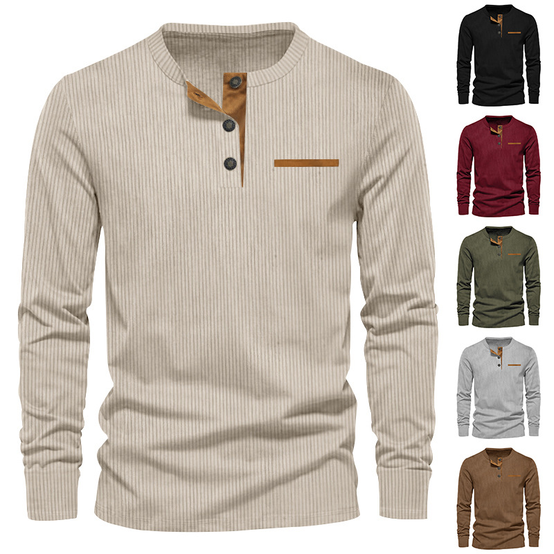 Corduroy Button Up Shirt Men - Nueva camiseta de manga larga para