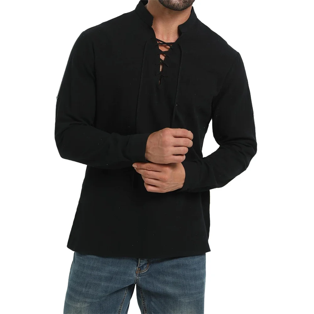 Medieval Gothic Lace Up Pirate Shirt - Camisa pirata Vintage Medieval vikingo con