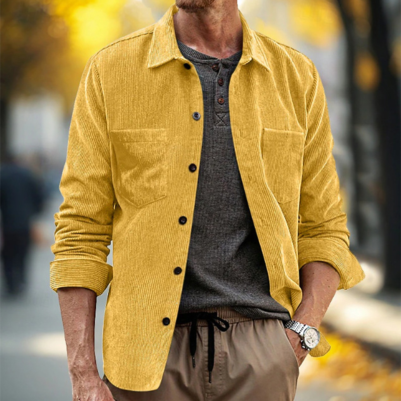 Corduroy Button Up Shirt Men - Camisa de pana vintage para hombre,