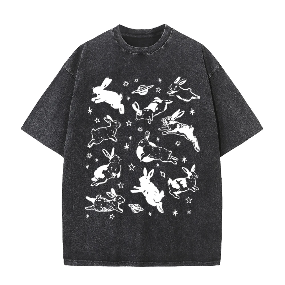 Acid Wash Vintage Graphic T Shirt - Camiseta Negra Lavada al Ácido con