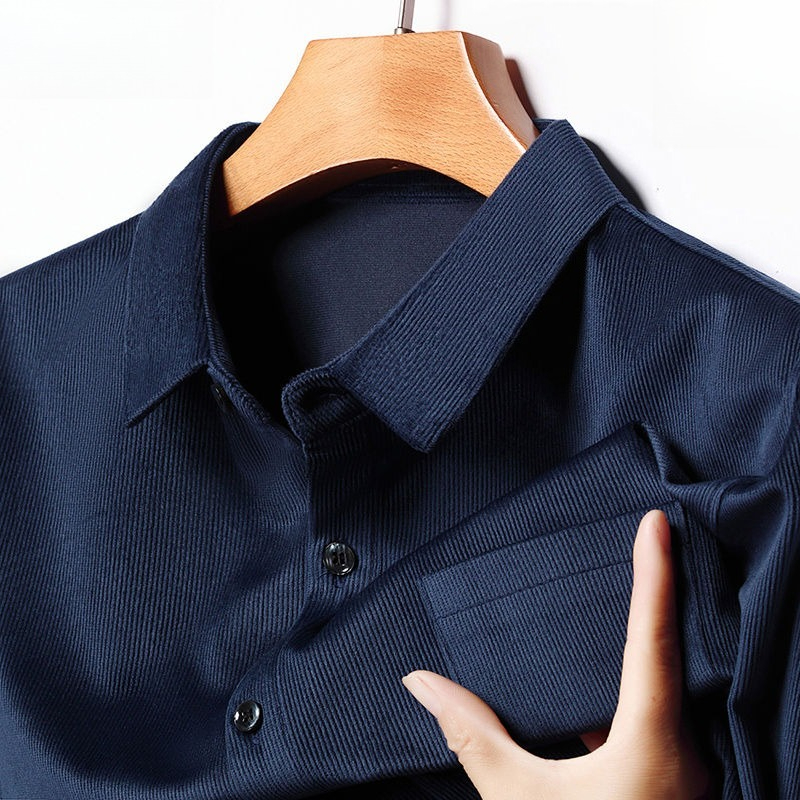 Corduroy Button Up Shirt Men - Camisa de manga larga de pana