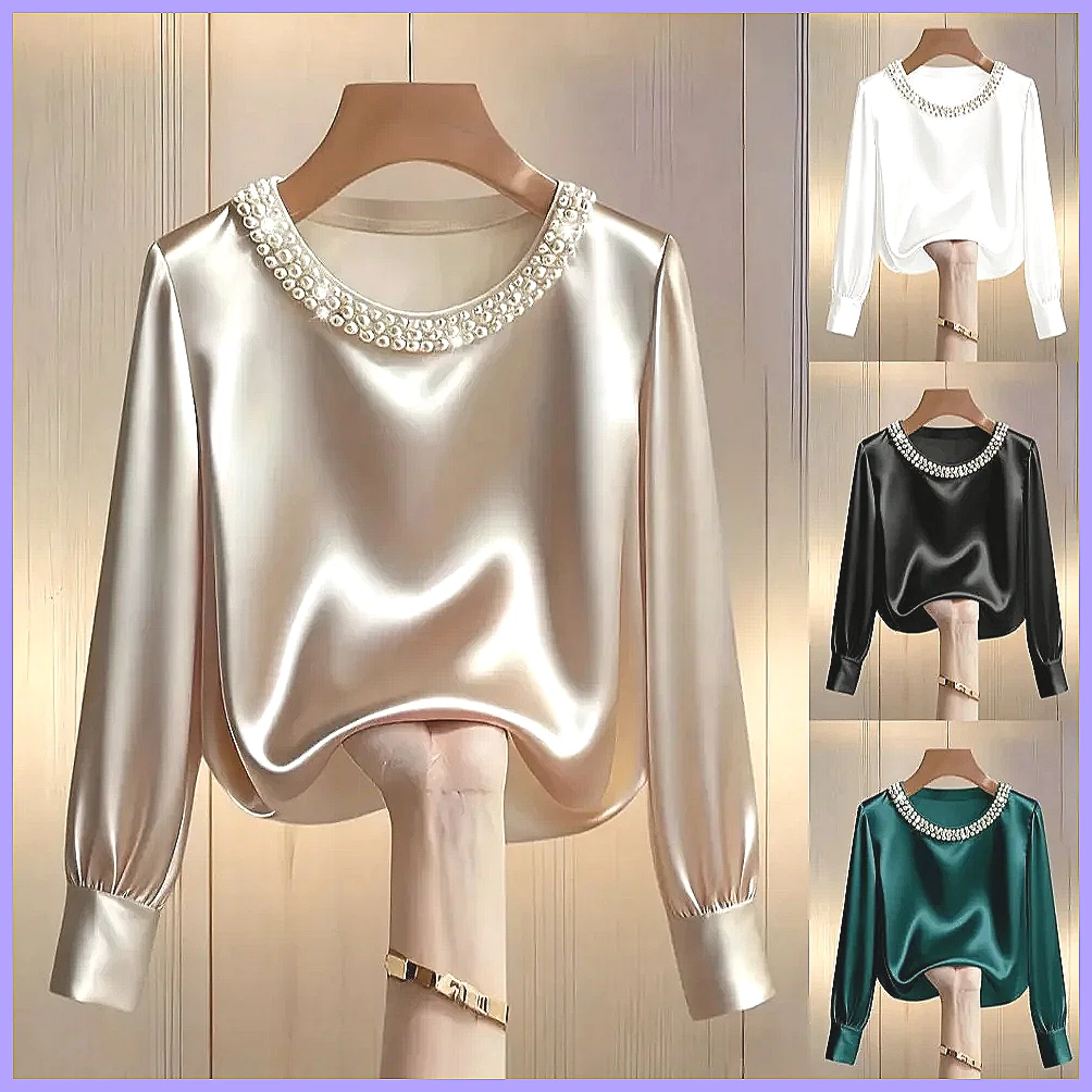 Shirts - Blusa Elegante de Satén con Cuentas