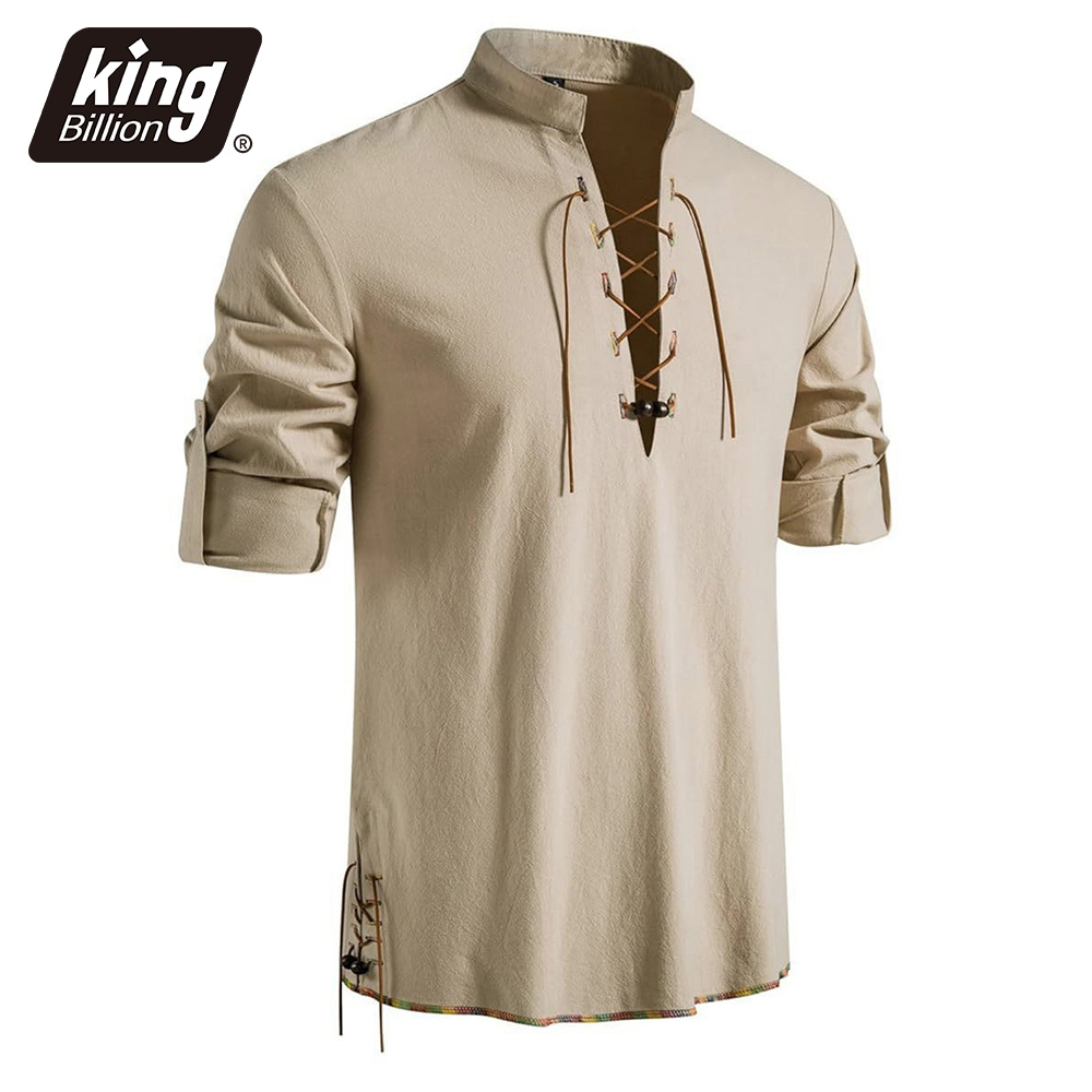 Medieval Gothic Lace Up Pirate Shirt - Camisa Medieval de Cuello Henley para