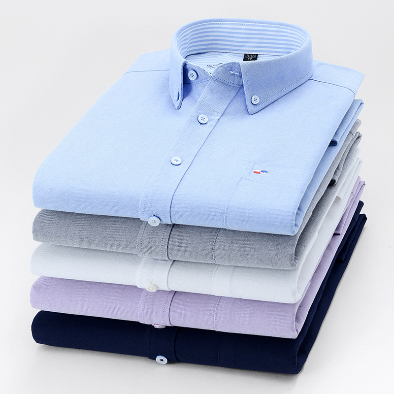 Oxford Cotton Casual Shirt Business - Camisas a cuadros de algodón puro
