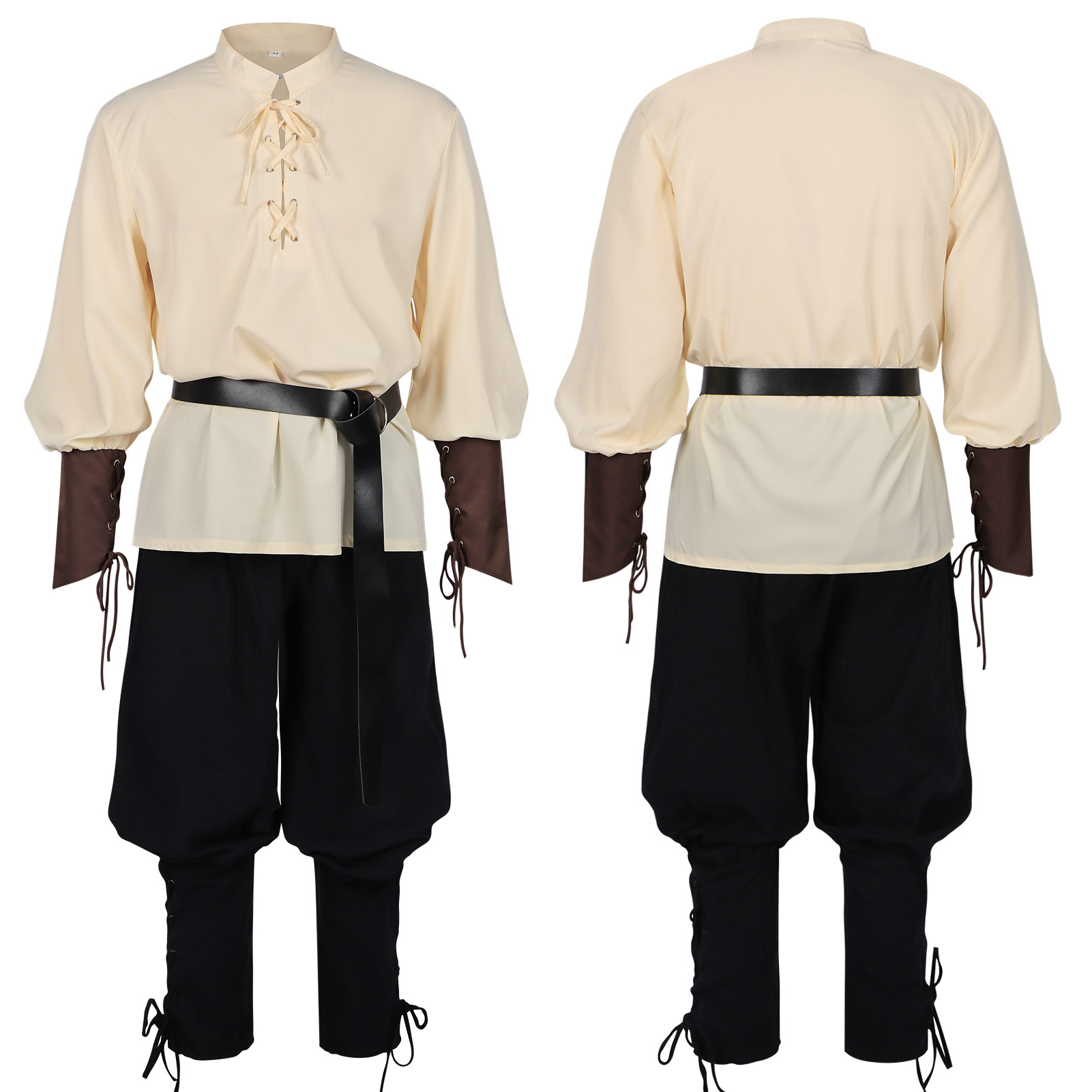 Medieval Gothic Lace Up Pirate Shirt - Camisa Medieval Renacentista para Hombre con