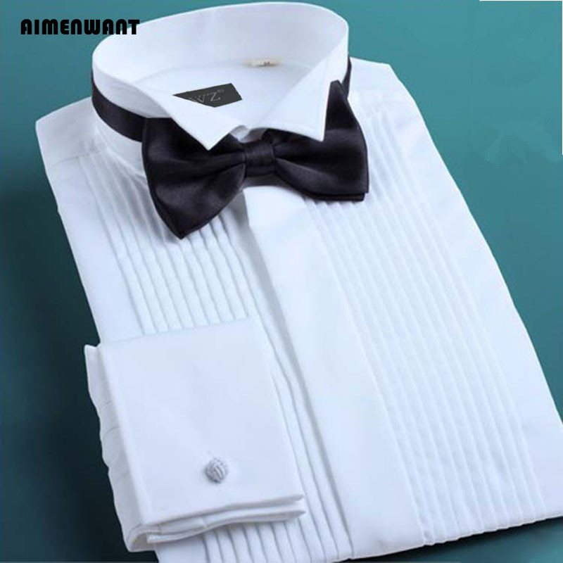 Mandarin Collar Formal Shirt Slim Fit - AIMENWANT-camisas de esmoquin para hombre, camisa