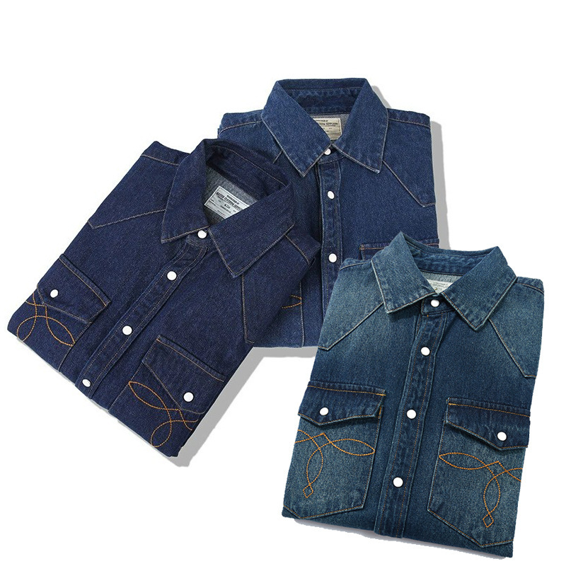 Camisas vaqueras Vintage Ameri - Mens Western Denim Pearl Snap Shirt reseña y precio