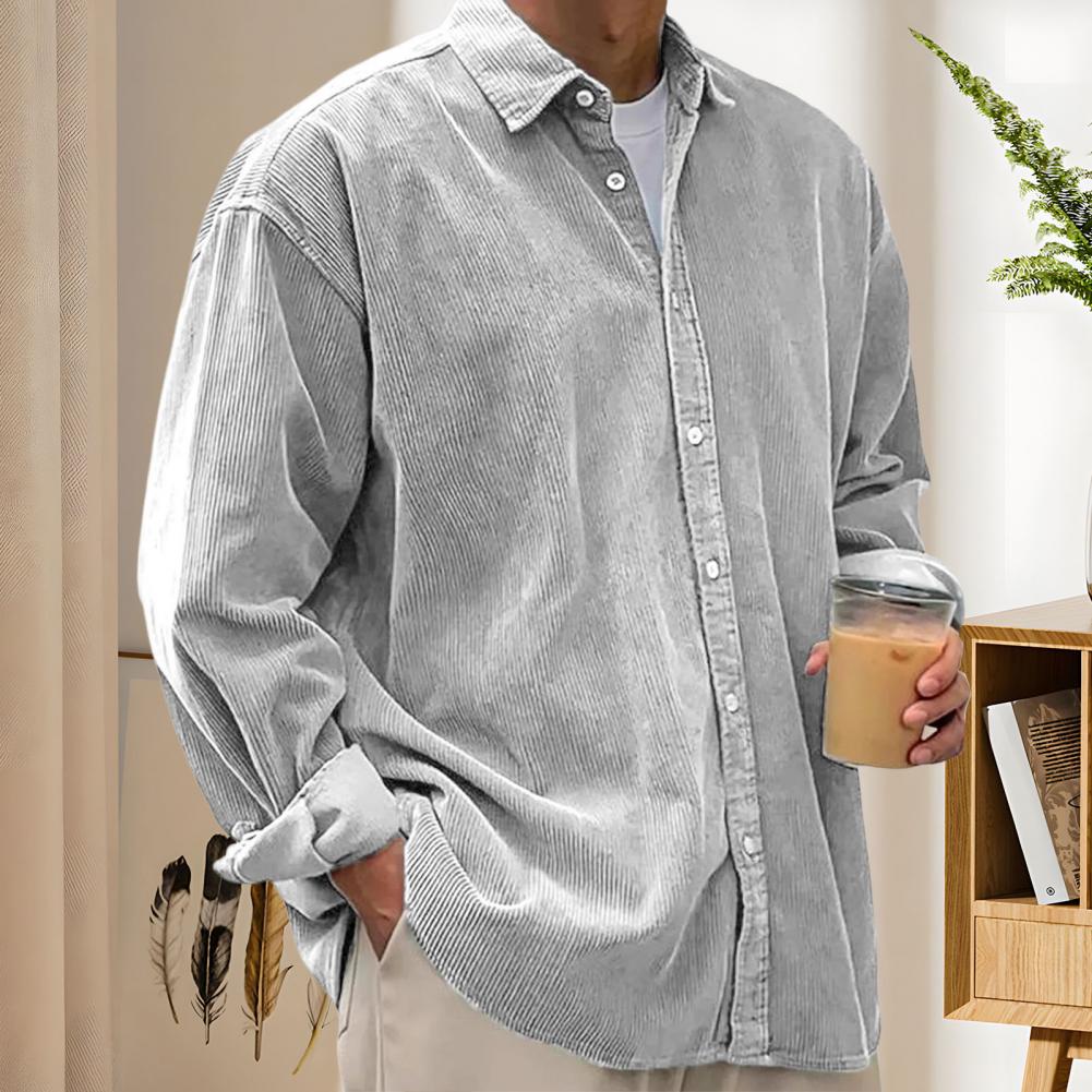 Camisas Casuales de Hombre par - Corduroy Button Up Shirt Men reseña y precio