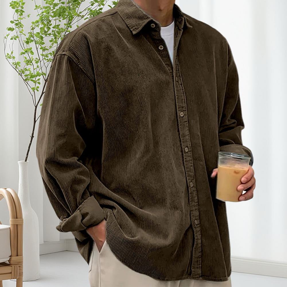 Camisas Casuales de Hombre par - Corduroy Button Up Shirt Men reseña y precio