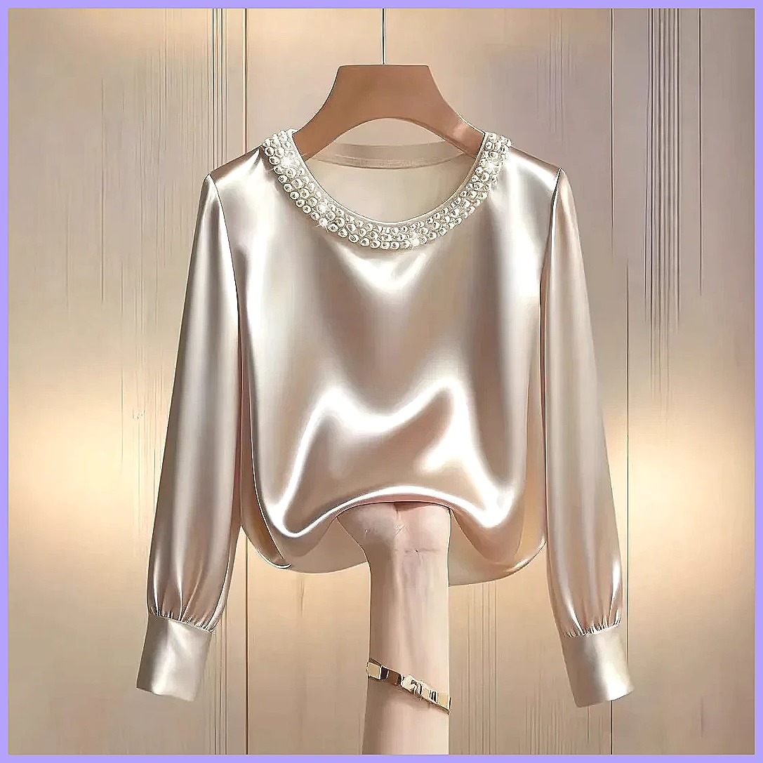 Blusa Elegante de Satén con Cu - Shirts reseña y precio