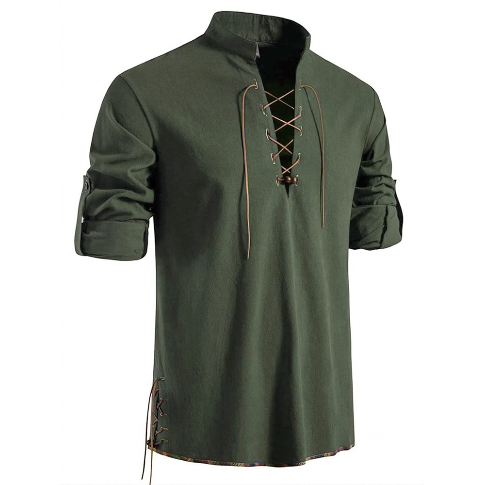 Camisa Medieval de Cuello Henl - Medieval Gothic Lace Up Pirate Shirt reseña y precio