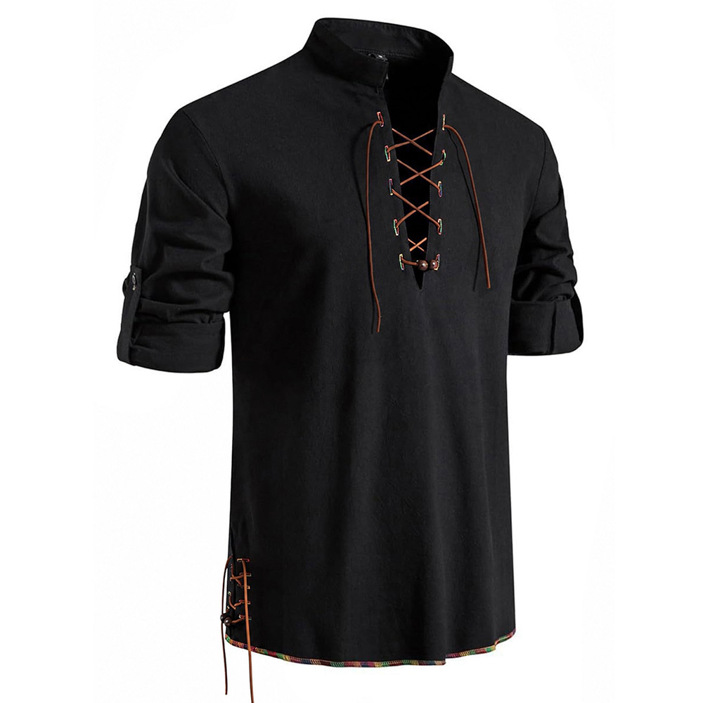 Camisa Medieval de Cuello Henl - Medieval Gothic Lace Up Pirate Shirt reseña y precio