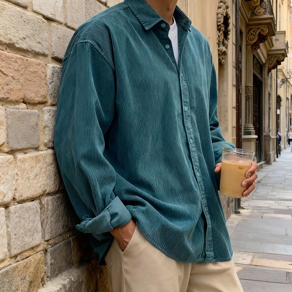 Nueva Camisa de Pana para Homb - Corduroy Button Up Shirt Men reseña y precio