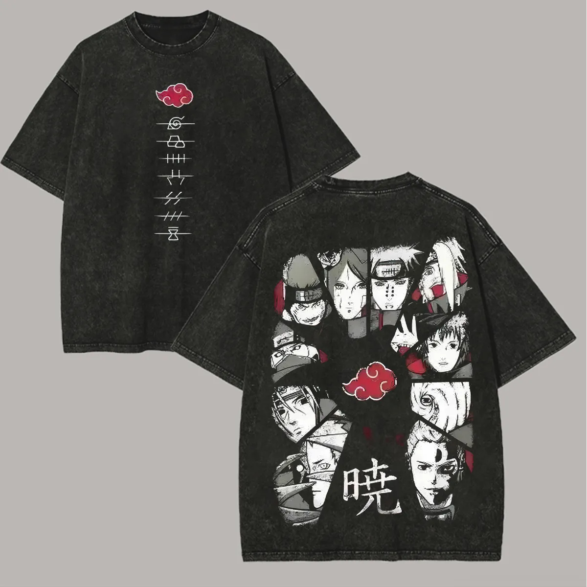 Camiseta Akatsuki Naruto para  - Acid Wash Vintage Graphic T Shirt reseña y precio