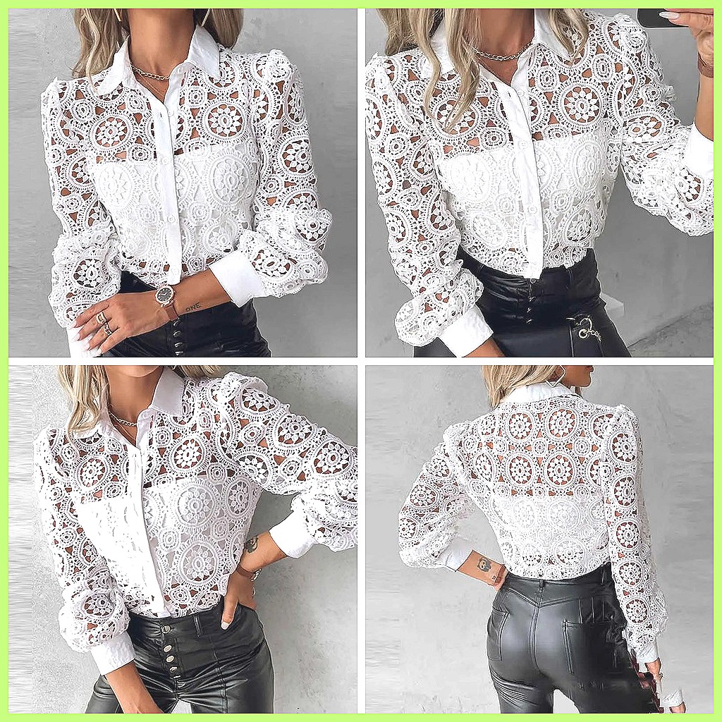Camisa Blanca de Encaje para M - Shirts reseña y precio