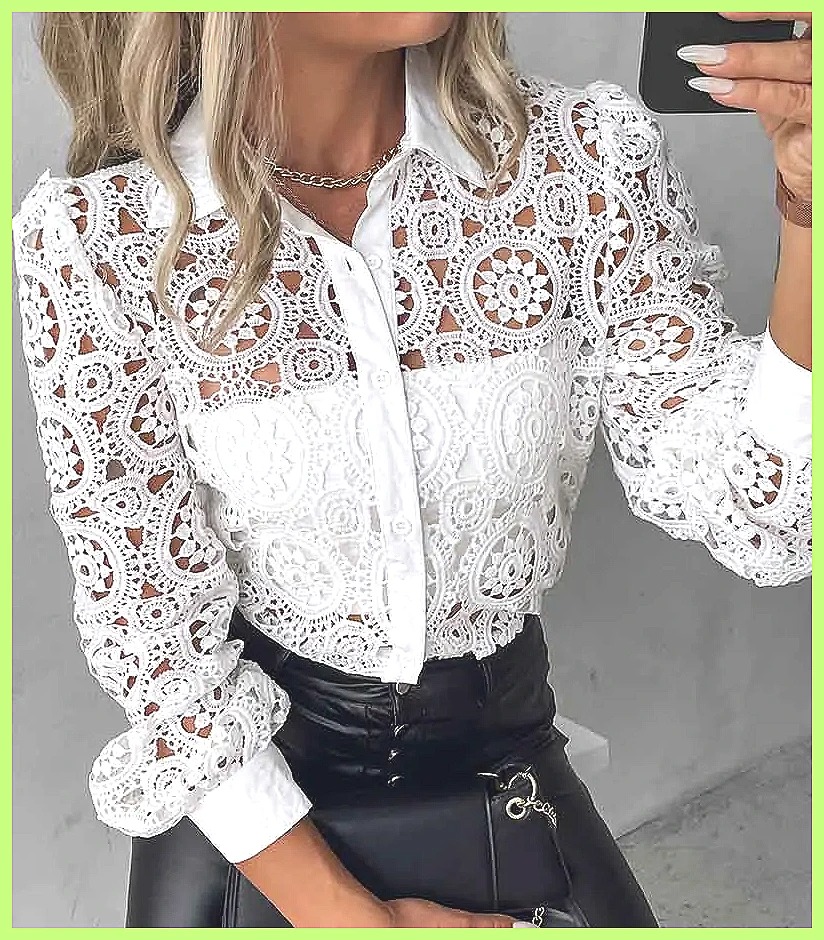 Camisa Blanca de Encaje para M - Shirts reseña y precio