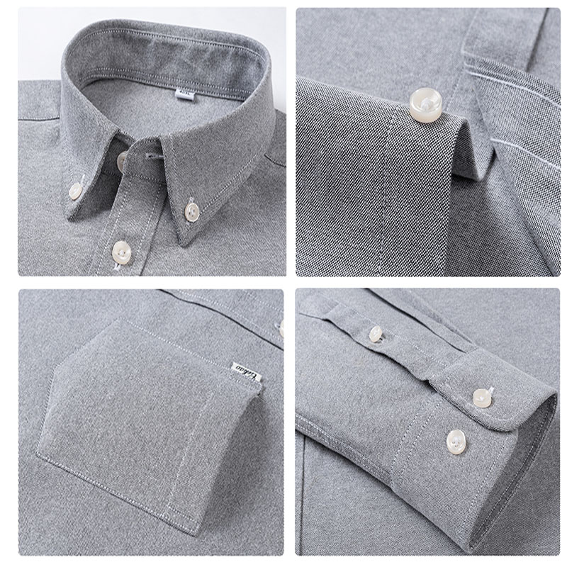 Camisas Casuales de Manga Larg - Oxford Cotton Casual Shirt Business reseña y precio