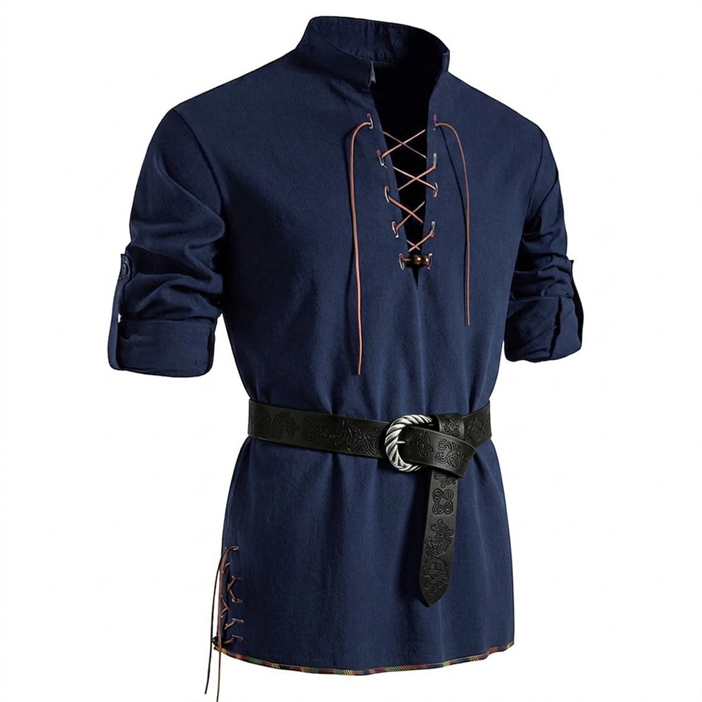 Camisa Vintage para Hombre de  - Medieval Gothic Lace Up Pirate Shirt reseña y precio