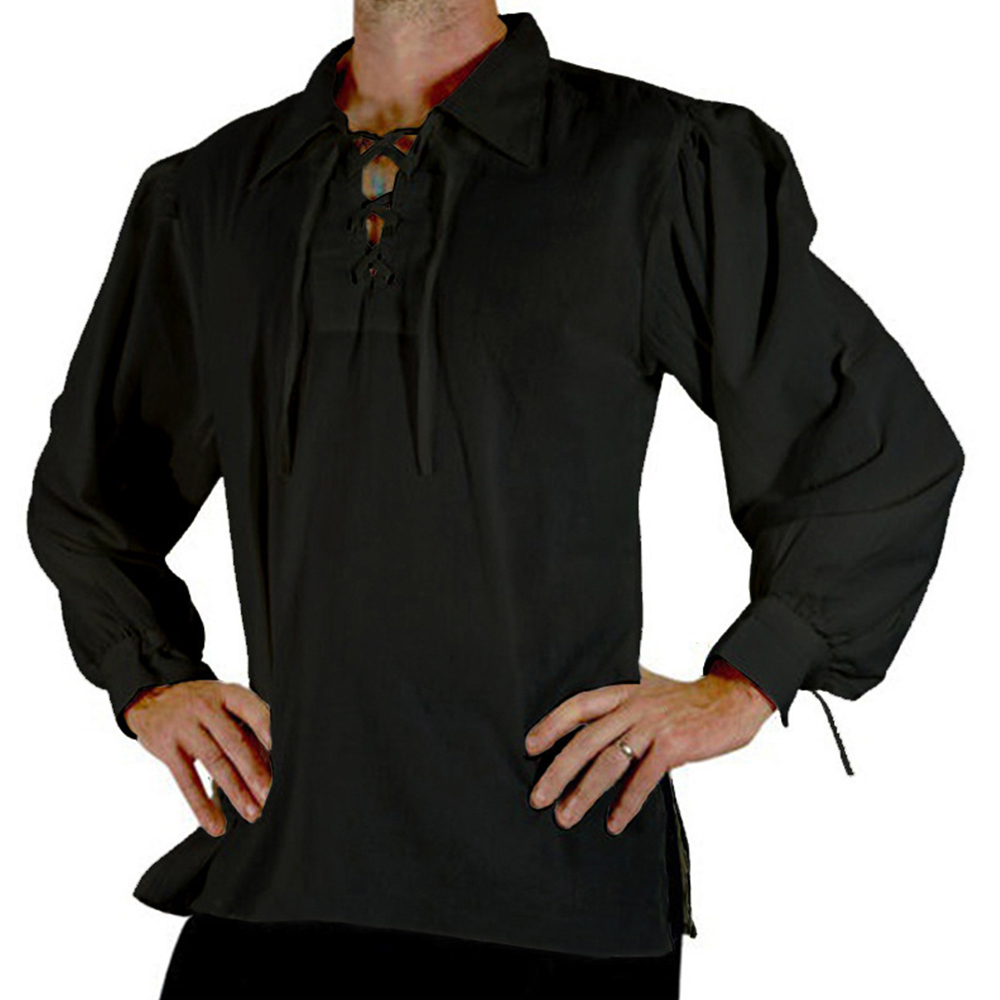 Disfraz Medieval renacentista  - Medieval Gothic Lace Up Pirate Shirt reseña y precio
