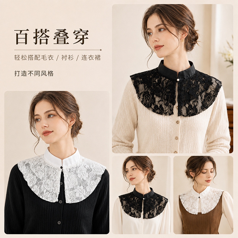 Elegante Cuello Falso de Encaj - Shirts reseña y precio