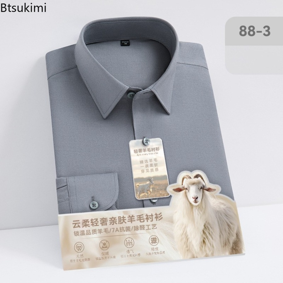 Nuevas camisas de manga larga  - Mandarin Collar Formal Shirt Slim Fit reseña y precio