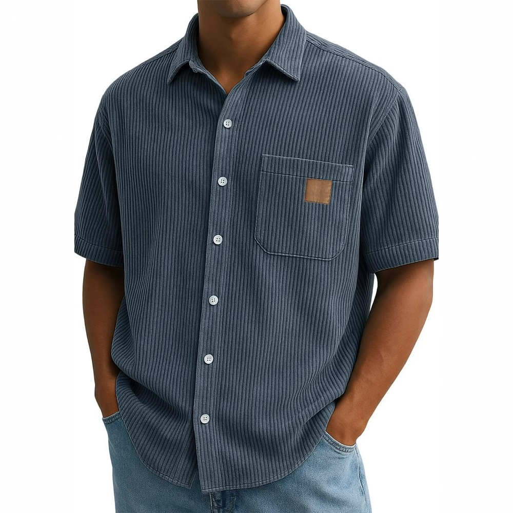 Camisa de manga corta de pana  - Corduroy Button Up Shirt Men reseña y precio